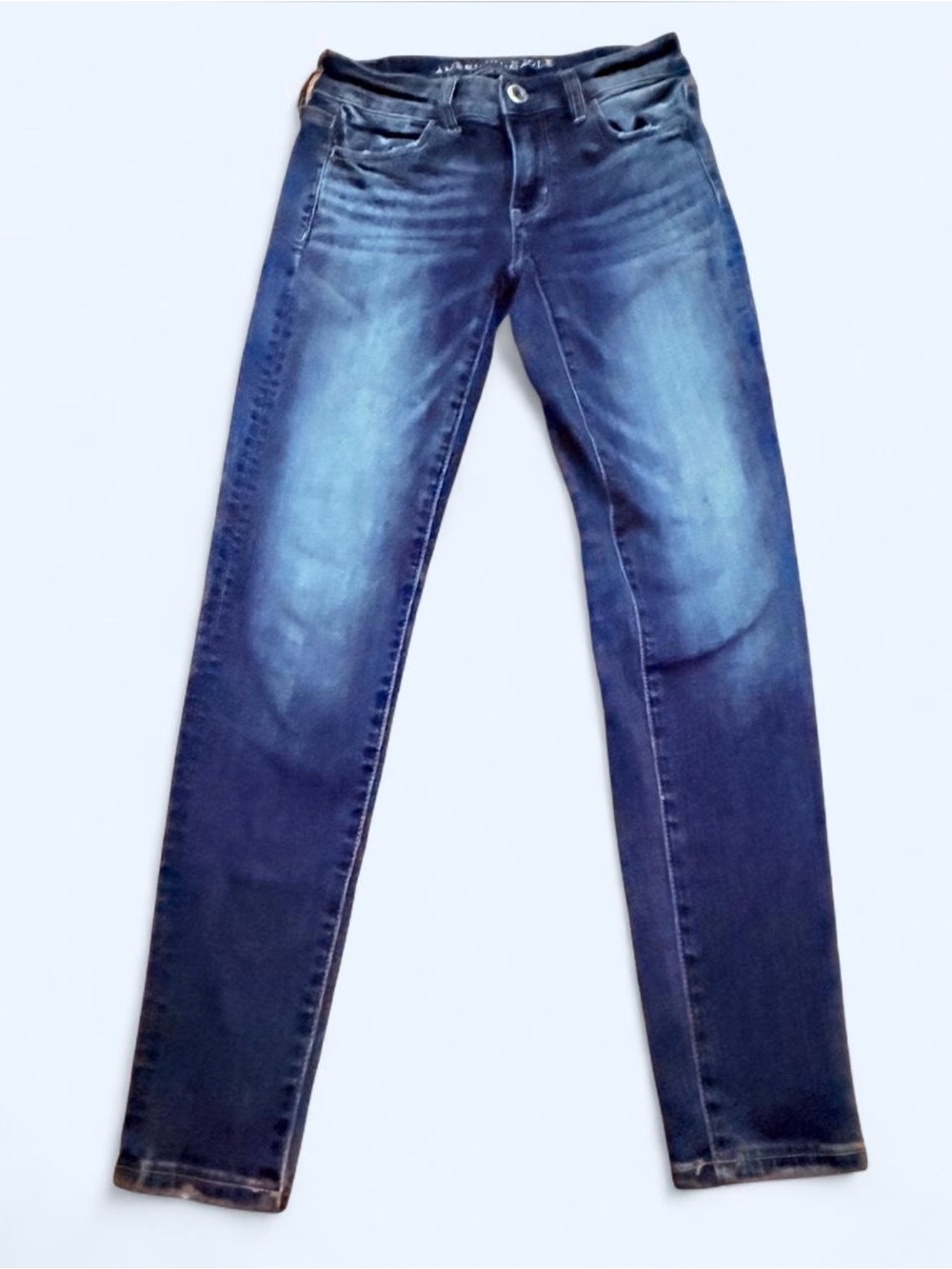 American Eagle Women's Dark Blue Skinny Jeans - Super Stretch Size 0 Short lengt